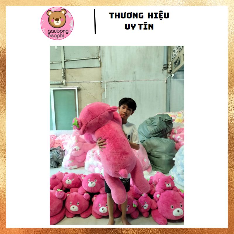 Gấu Dâu Nằm Mắt Mở Hàng Cao Cấp