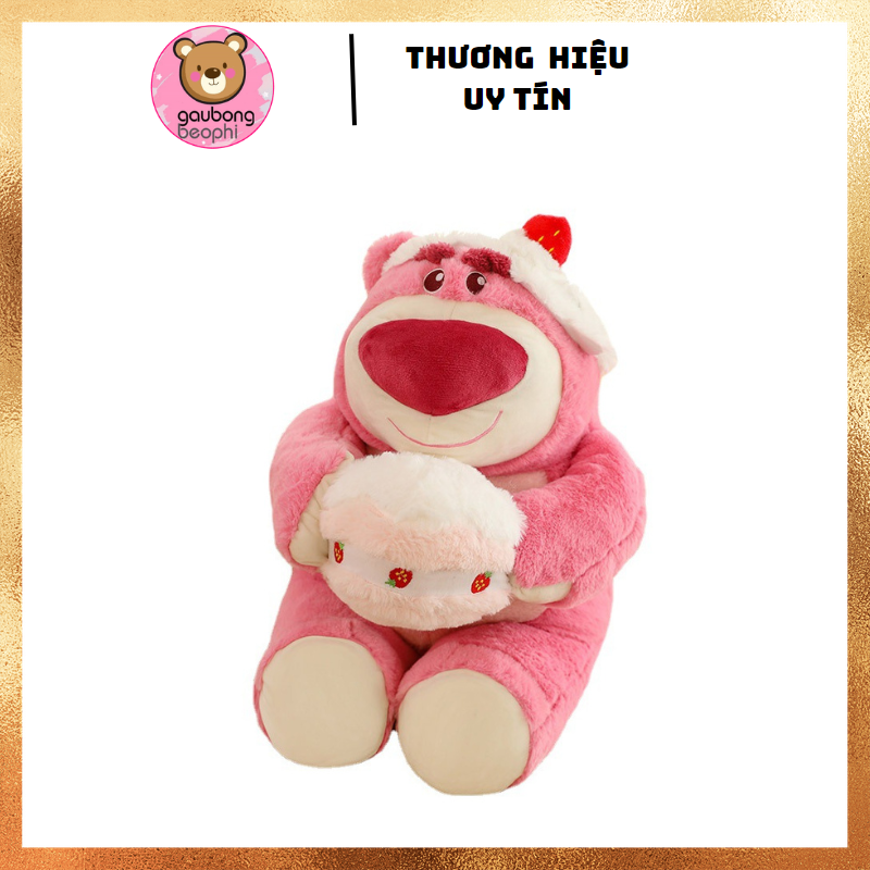 Gấu Dâu Ôm Bánh Kem Hàng Cao Cấp