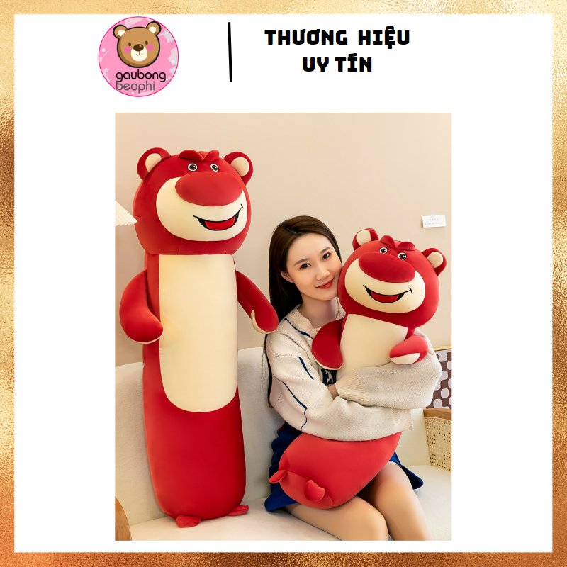 Gối Ôm Gấu Dâu Đứng Đỏ Đô Hàng Cao Cấp