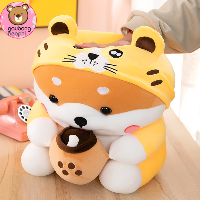 THÚ BÔNG CHÓ SHIBA ÔM LY TRÀ SỮA HÀNG CAO CẤP