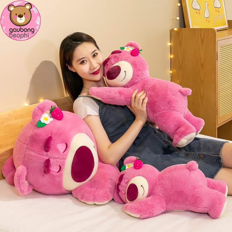 THÚ BÔNG GẤU DÂU NẰM HÀNG CAO CẤP