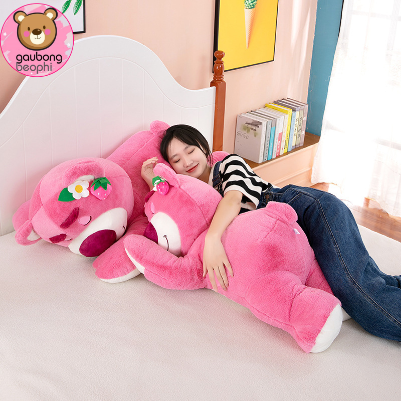 THÚ BÔNG GẤU DÂU NẰM HÀNG CAO CẤP