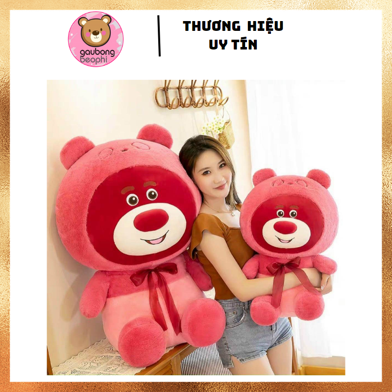 THÚ BÔNG GẤU LOTSO ĐỘI MŨ ĐỎ HÀNG CAO CẤP