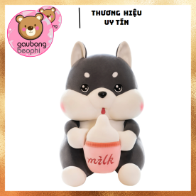 THÚ BÔNG CHÓ HUSKY ÔM BÌNH SỮA HÀNG CAO CẤP