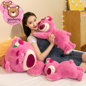 THÚ BÔNG GẤU DÂU NẰM HÀNG CAO CẤP