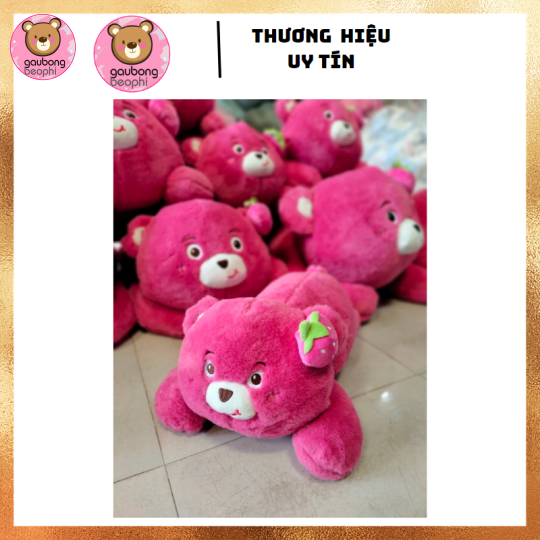 Gấu Dâu Nằm Mắt Mở Hàng Cao Cấp