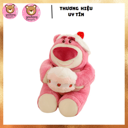Gấu Dâu Ôm Bánh Kem Hàng Cao Cấp