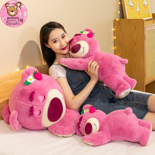 THÚ BÔNG GẤU DÂU NẰM HÀNG CAO CẤP